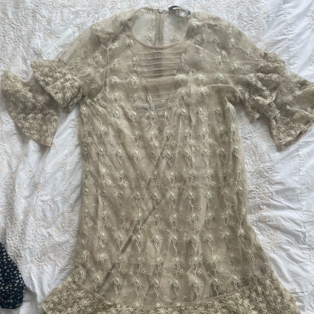 All Saints Floral Sheer Dress with Slip